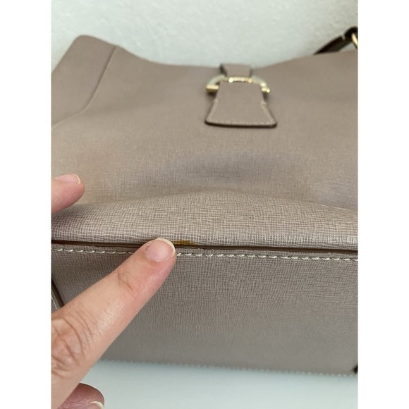 Dooney & Bourke Saffiano Leather Ashby Blush Gray Brown Strap Shoulder Bag Hook - Picture 7 of 16